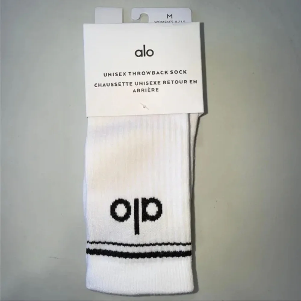 ALO Throwback Sock in White and Black Medium Full Length Athletic Socks